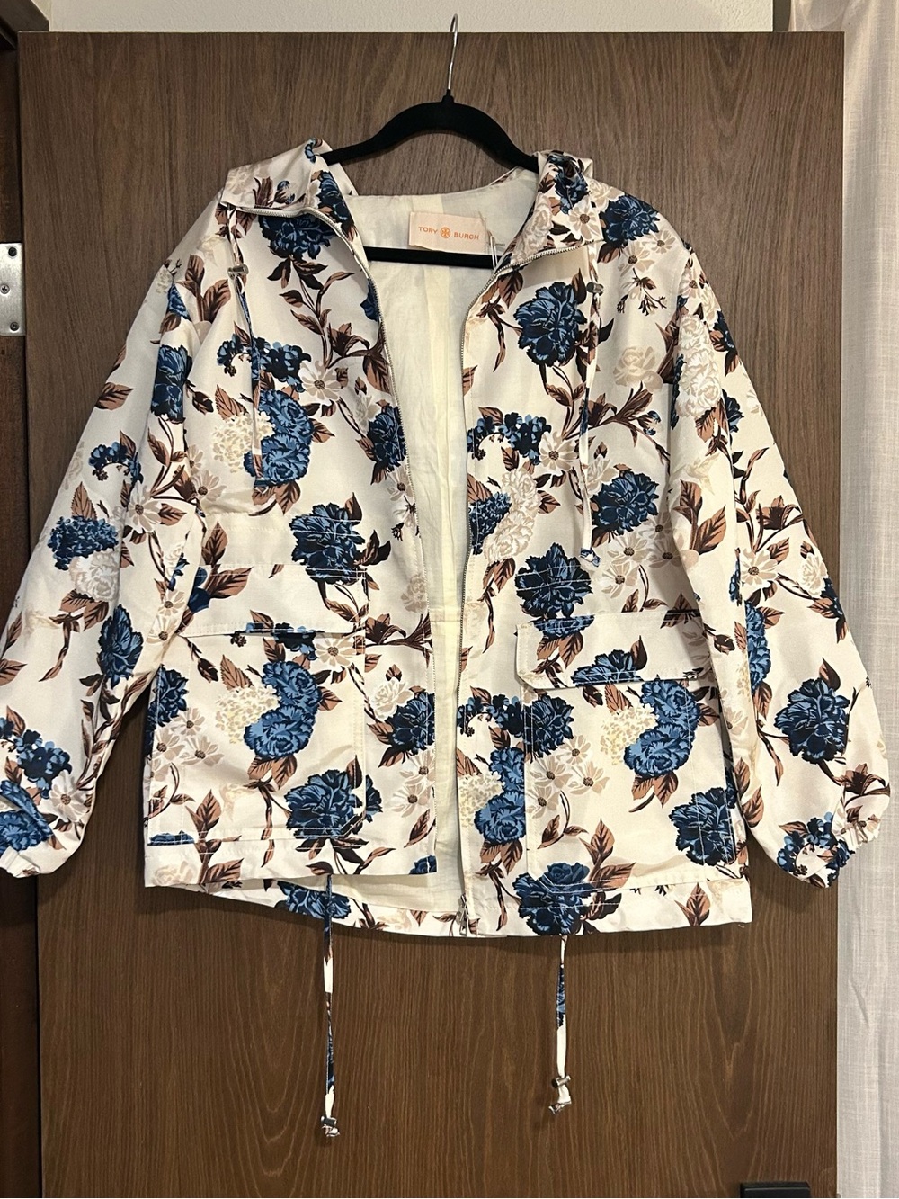 Tory Burch Cream Jacket with Blue and Brown Floral Accents